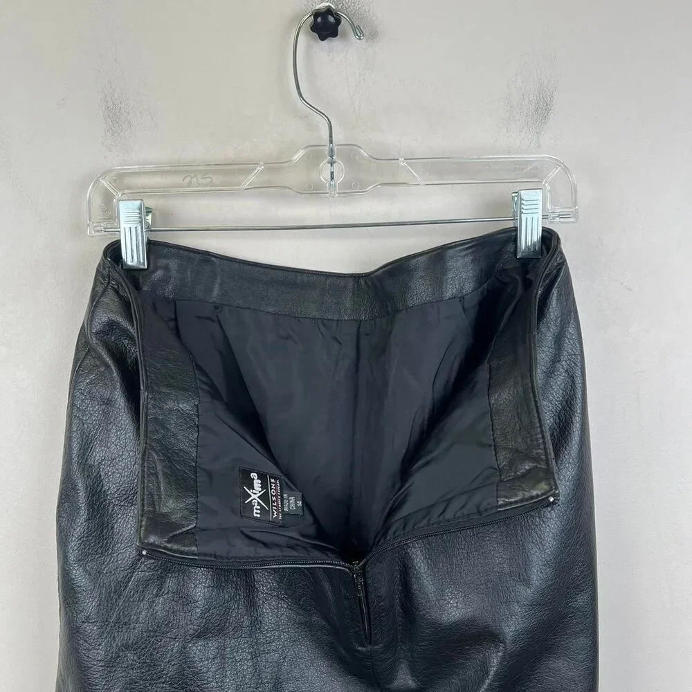 Vintage Wilsons Leather Maxima Black Leather Skirt  Size 14